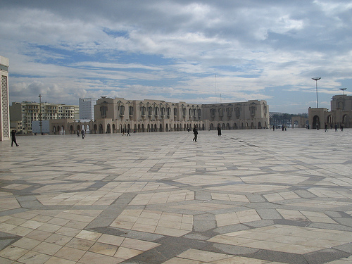 Large walkway in front of Hassan II Mosque Casablanca - free outdoor WiFi