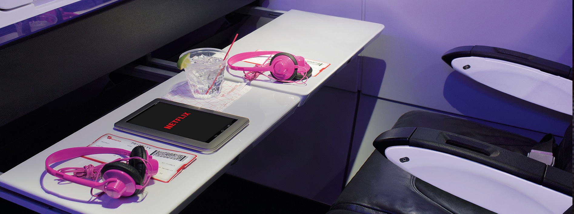 Virgin America Airlines and Netflix partner to offer 'next generation entertainment' on board 10 VA Airbus A320 Aircrafts. As part of their in-flight entertainment, flyers can access high-speed WiFi, and have unlimited access to the entire Netflix catalogue through their personal devices. - Netflix on board Virgin America
