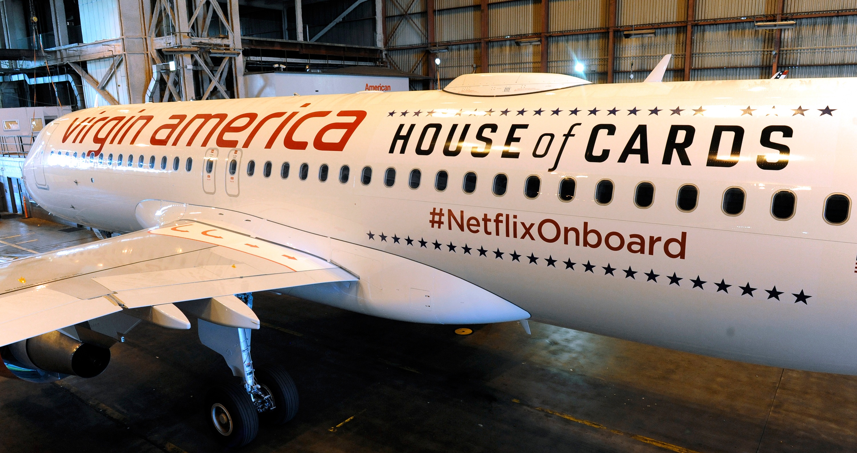 Virgin America Airlines and Netflix partner to offer 'next generation entertainment' on board 10 VA Airbus A320 Aircrafts. As part of their in-flight entertainment, flyers can access high-speed WiFi, and have unlimited access to the entire Netflix catalogue through their personal devices.- Netflix/Virgin America Flight