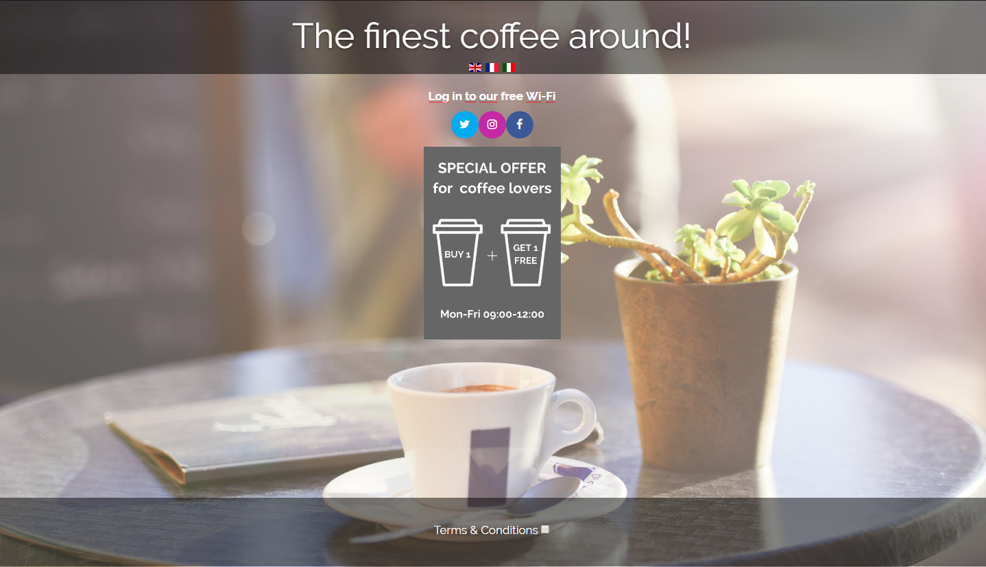 coffee shop login page