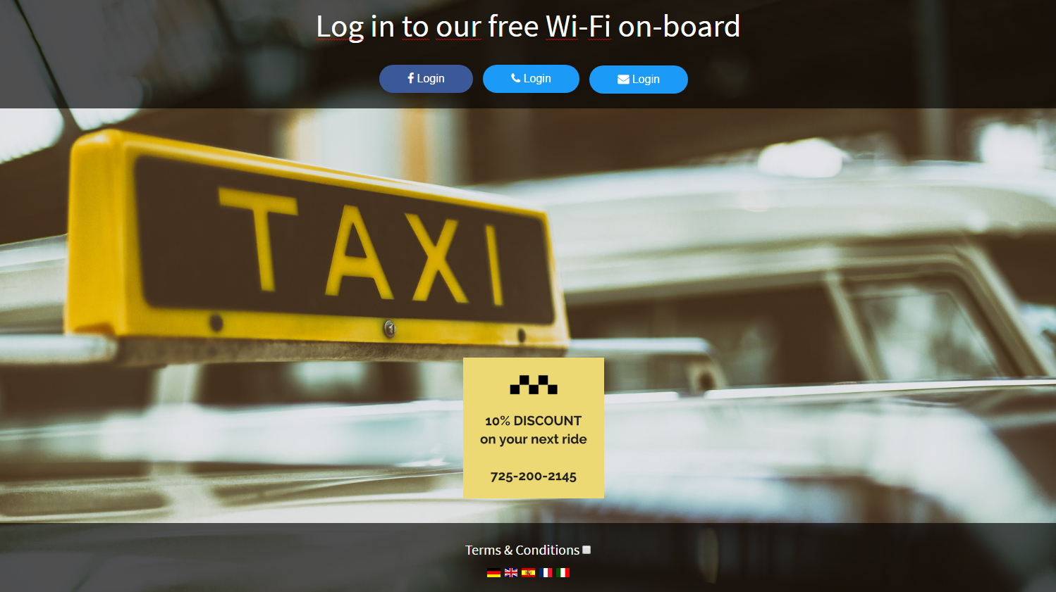 taxi login page