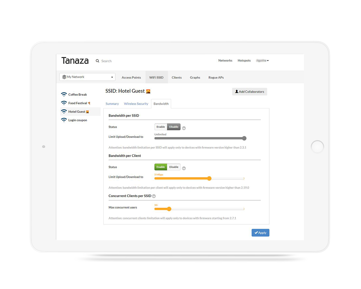 bandwidth control per client